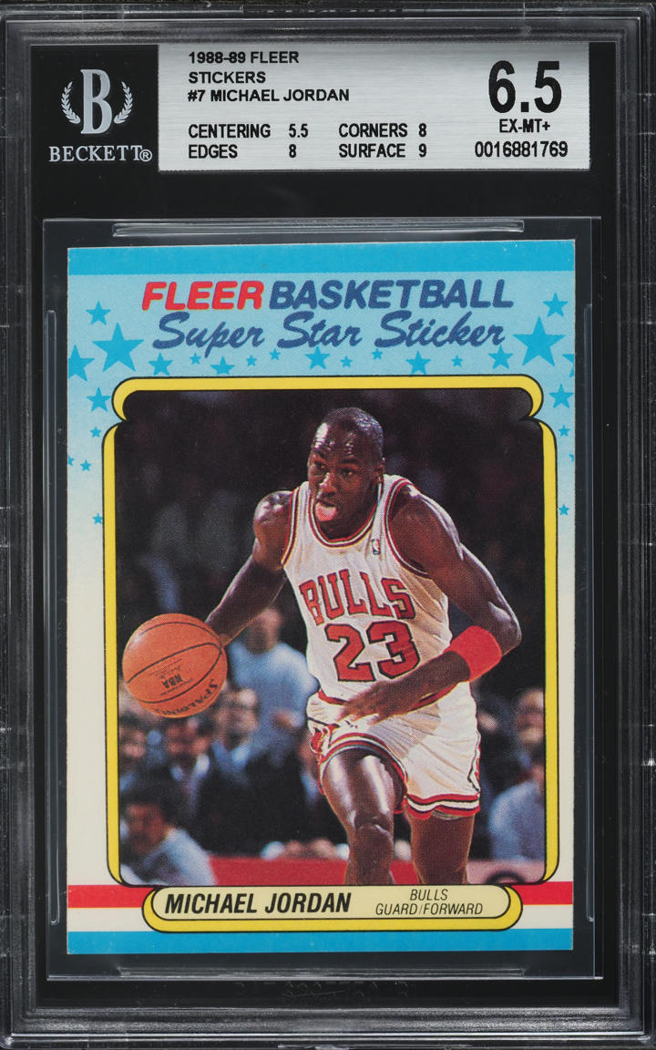 1988 Fleer Sticker Michael Jordan #7 BGS 6.5 EXMT+