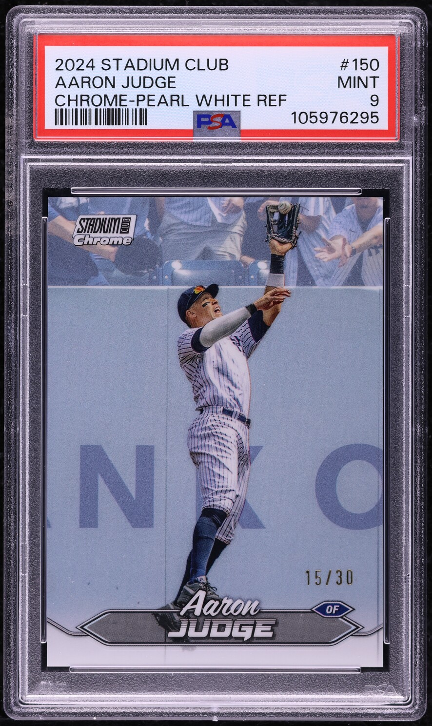 2024 Stadium Club Chrome Pearl White Refractor Aaron Judge /30 #150 PSA 9 MINT