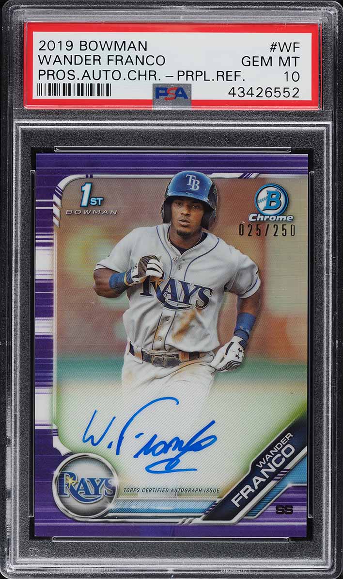 2019 Bowman Chrome Purple Refractor Wander Franco PROSPECT AUTO /250 #CPA-WF PSA 10 GEM MINT