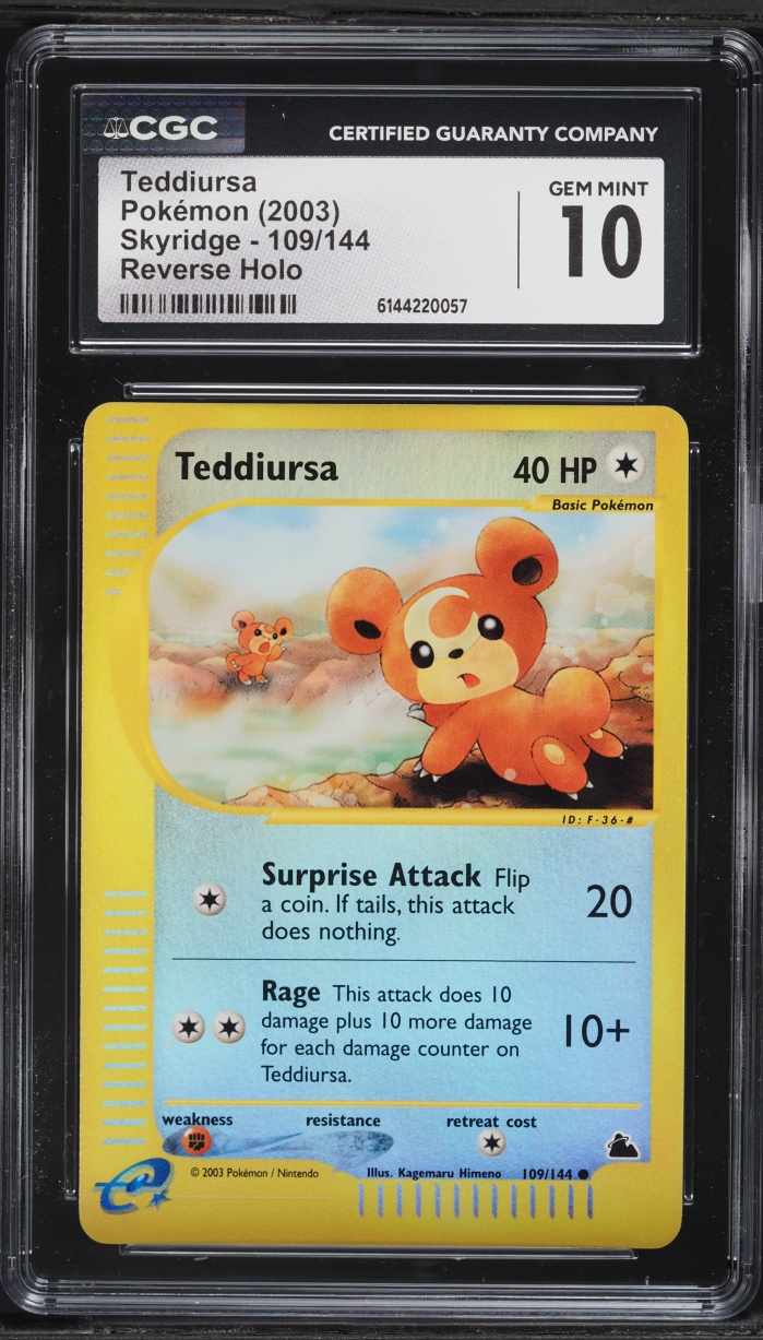 2003 Pokemon Skyridge Reverse Holo Teddiursa #109 CGC 10 GEM MINT