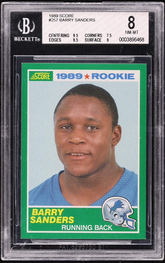 1989 Score Football Barry Sanders ROOKIE #257 BGS 8 NM-MT