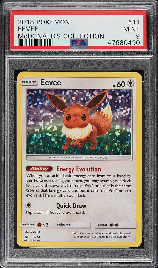 2018 Pokemon Sun & Moon McDonald's Collection Holo Eevee #11 PSA 9 MINT