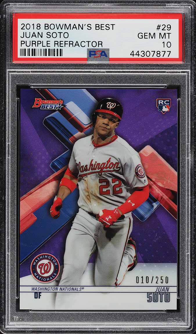 2018 Bowman's Best Purple Refractor Juan Soto ROOKIE /250 #29 PSA 10 GEM MINT