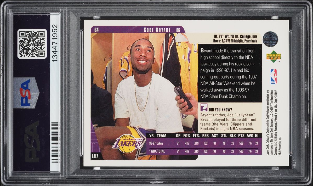 1997 Collector's Choice Basketball Kobe Bryant #64 PSA 9 MINT