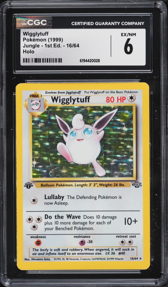 1999 Pokemon Jungle 1st Edition Holo Wigglytuff #16 CGC 6 EXMT