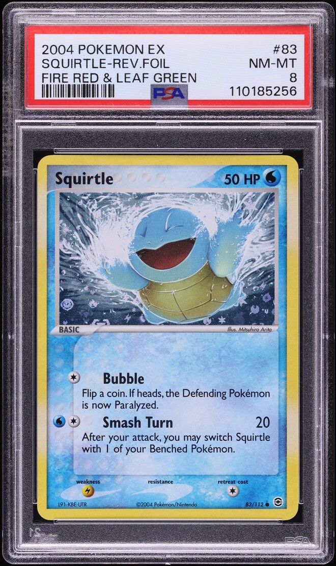 2004 Pokemon EX Fire Red & Leaf Green Reverse Holo Squirtle #83 PSA 8 NM-MT