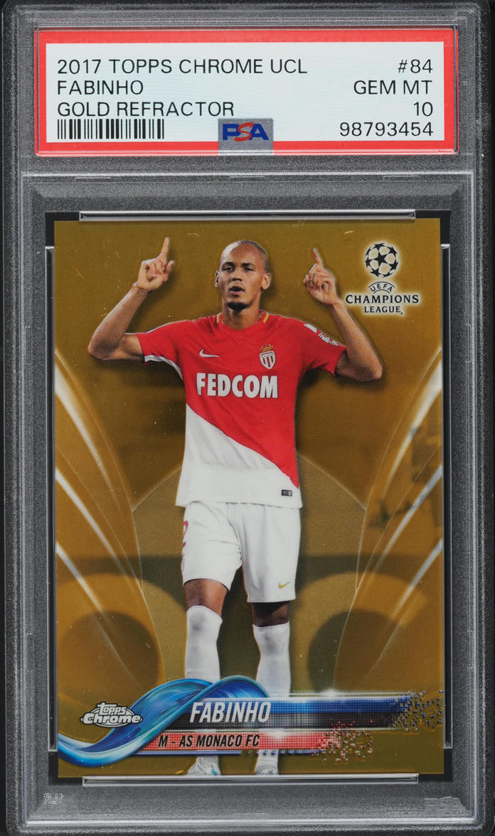 2017 Topps Chrome UEFA Champions League Gold Refractor Fabinho /50 #84 PSA 10 GEM MINT