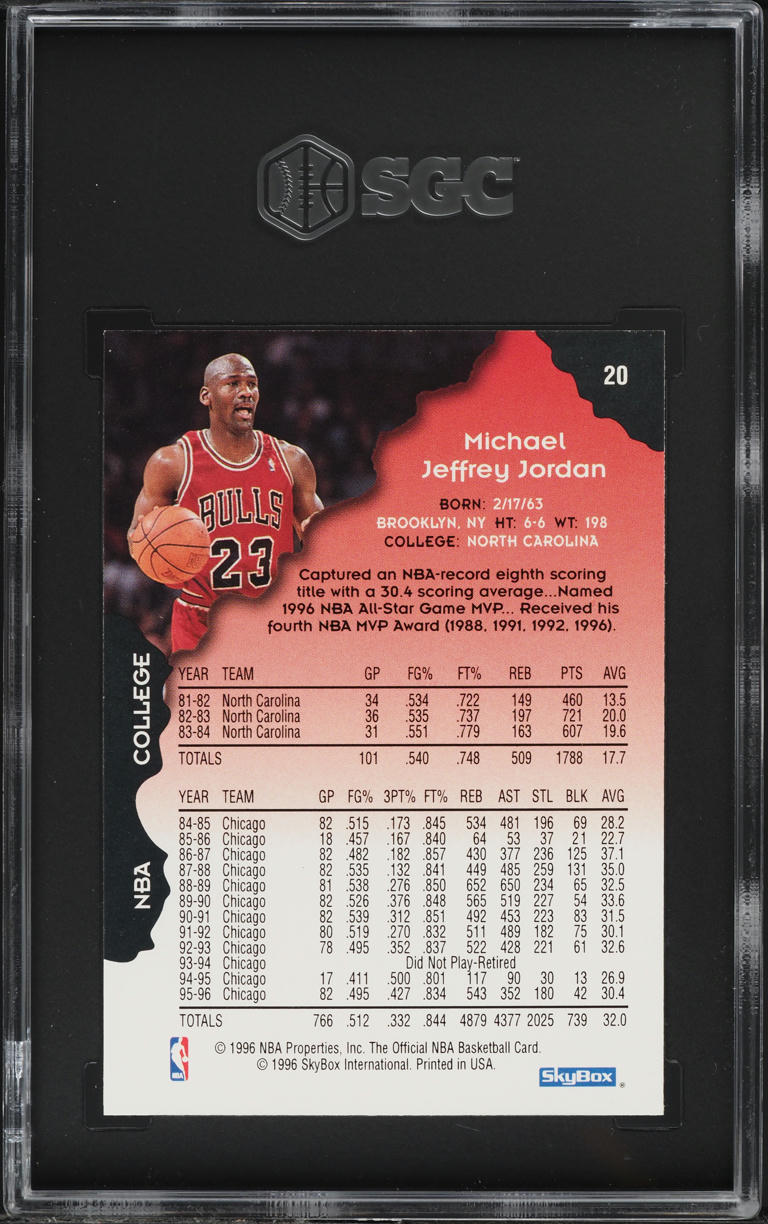 1996 Hoops Michael Jordan #20 SGC 9.5 MINT+