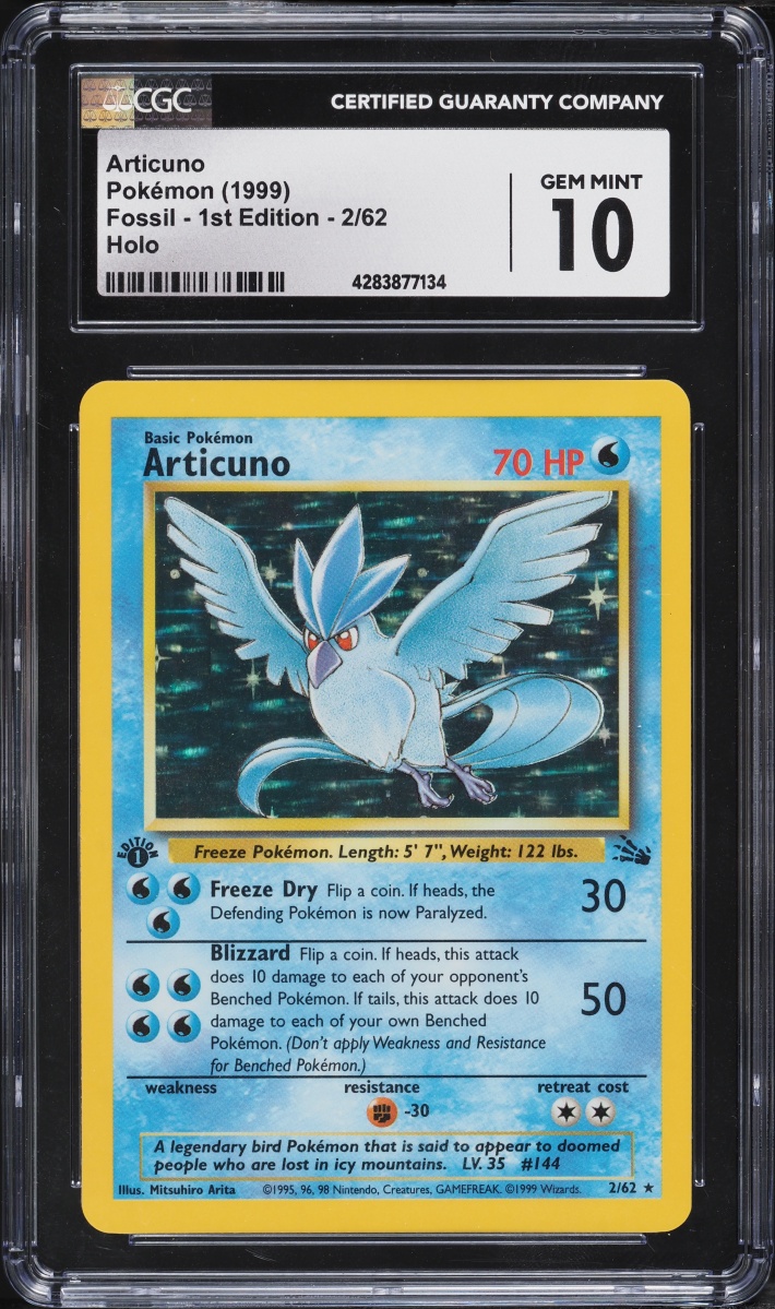 1999 Pokemon Fossil 1st Edition Holo Articuno #2 CGC 10 GEM MINT