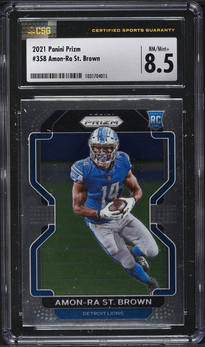 2021 Panini Prizm Amon-Ra St. Brown ROOKIE #358 CSG 8.5 NM-MT+