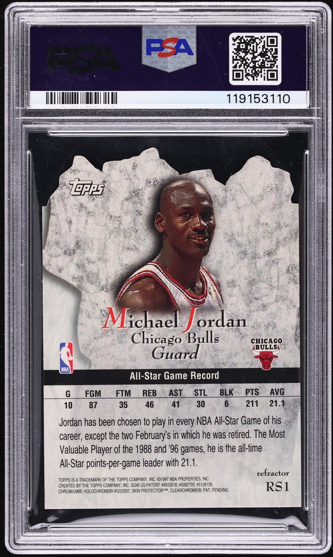 1997 Topps Rock Stars Refractor Die-Cut Michael Jordan #RS1 PSA 8 NM-MT