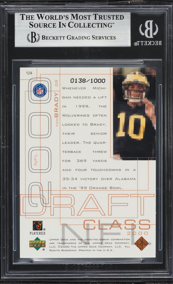 2000 Upper Deck Pros & Prospects Tom Brady ROOKIE /1000 #124 BGS 8.5 NM-MT+
