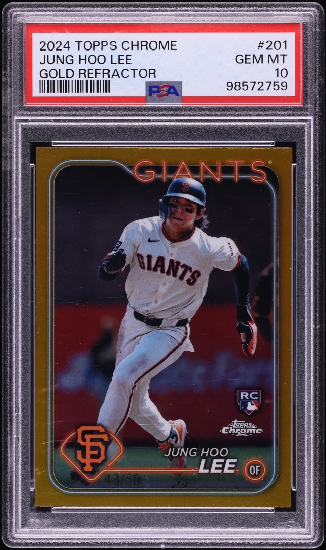 2024 Topps Chrome Gold Refractor Jung Hoo Lee ROOKIE /50 #201 PSA 10 GEM MINT
