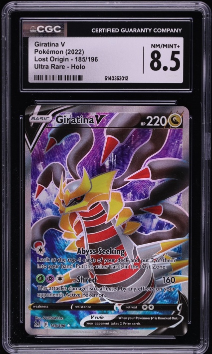 2022 Pokemon Sword & Shield Lost Origin Full Art Giratina V #185 CGC 8.5 NM-MT+