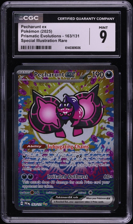 2025 Pokemon Scarlet & Violet Prismatic Evolutions SIR Pecharunt EX #163 CGC 9 MINT