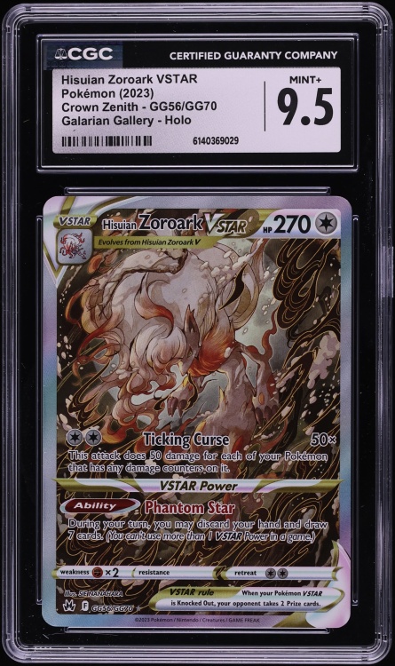 2023 Pokemon Sword & Shield Crown Zenith Alt Art Hisuian Zoroark VSTAR #GG56 CGC 9.5 MINT+