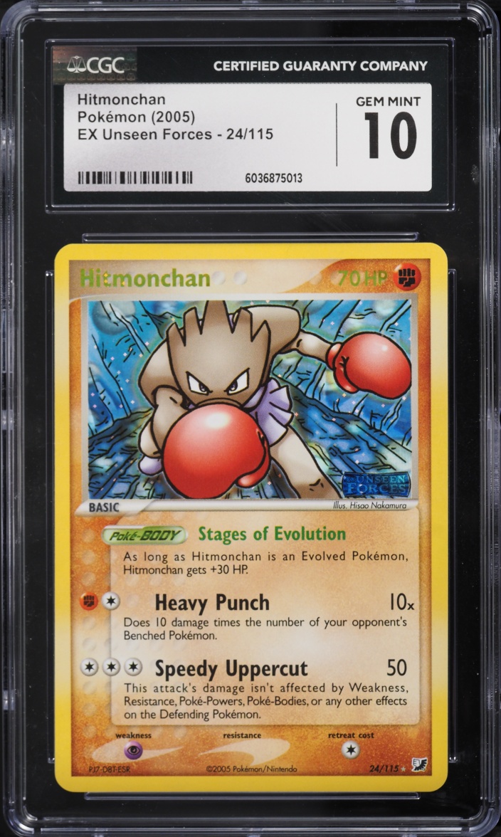 2005 Pokemon EX Unseen Forces Reverse Holo Hitmonchan #24 CGC 10 GEM MINT