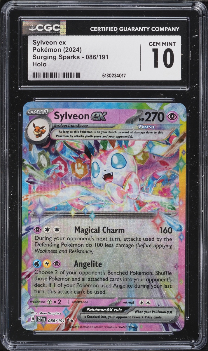 2024 Pokemon Scarlet & Violet Surging Sparks Holo Sylveon ex #86 CGC 10 GEM MINT