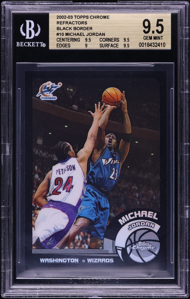2002 Topps Chrome Black Refractor Michael Jordan /99 #10 BGS 9.5 GEM MINT