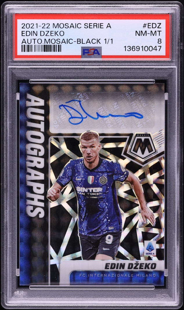 2021 Panini Mosaic Serie A Black Edin Dzeko AUTO 1/1 #AM-EDZ PSA 8 NM-MT