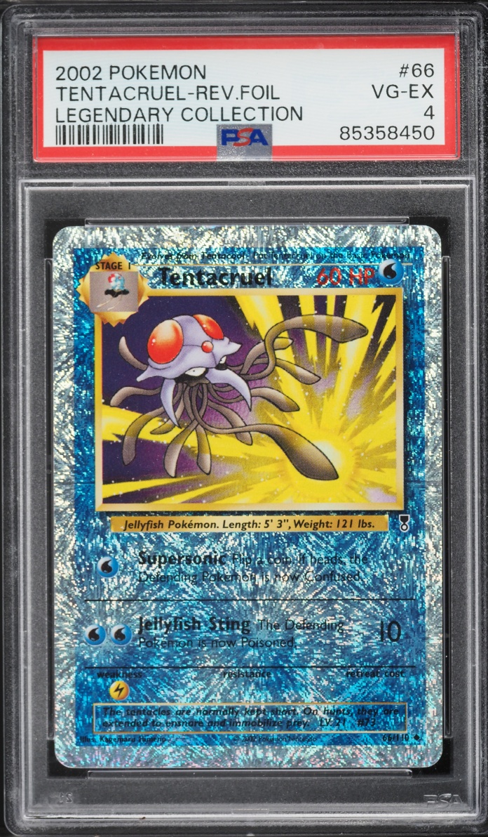 2002 Pokemon Legendary Collection Reverse Holo Tentacruel #66 PSA 4 VGEX