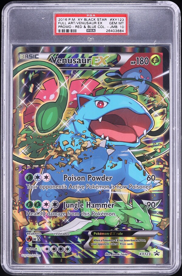 2016 Pokemon XY Black Star Promo Red & Blue Jumbo Venusaur EX #XY123 PSA 10