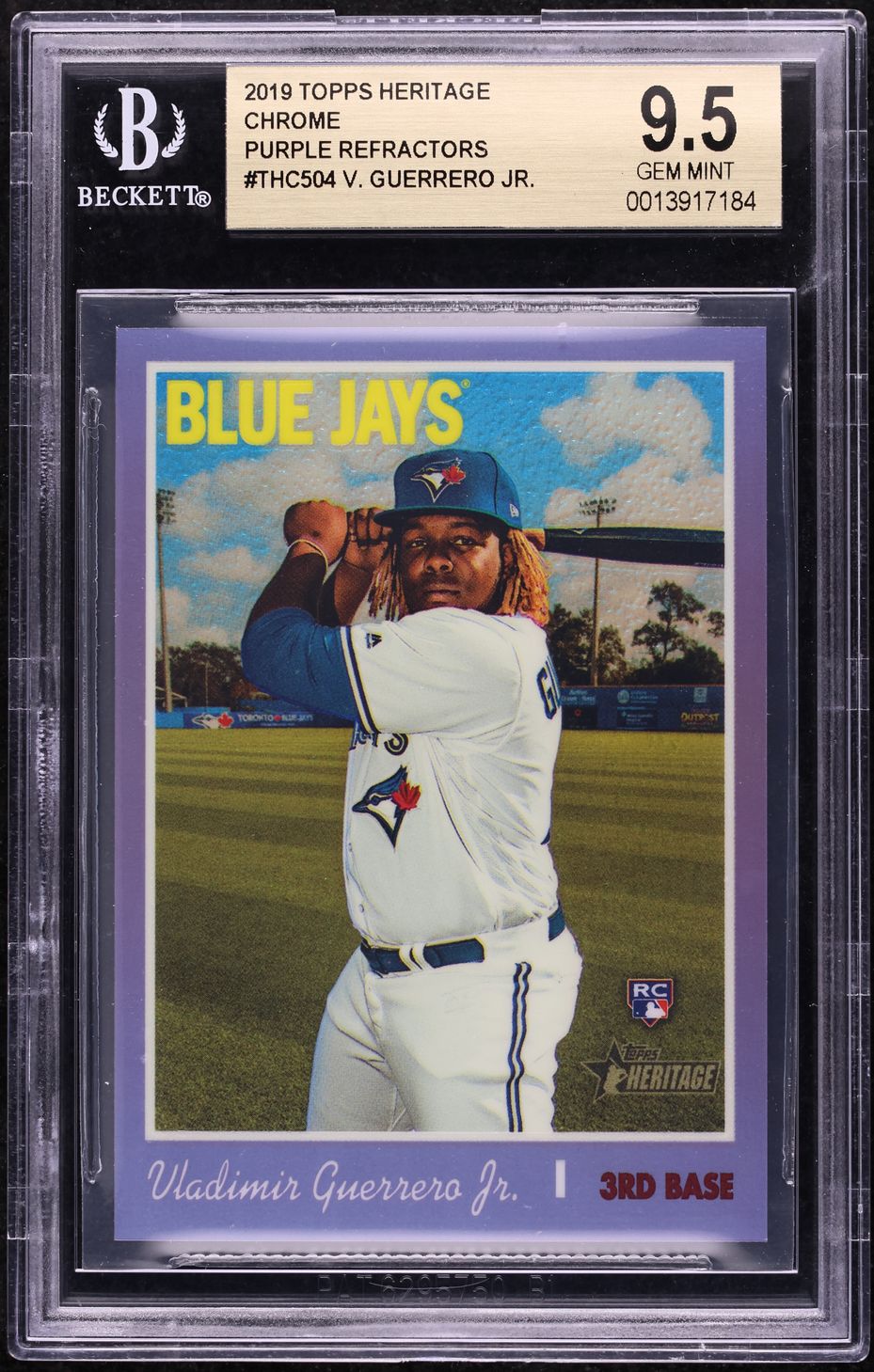 2019 Topps Heritage Chrome Purple Refractor Vladimir Guerrero Jr. ROOKIE BGS 9.5