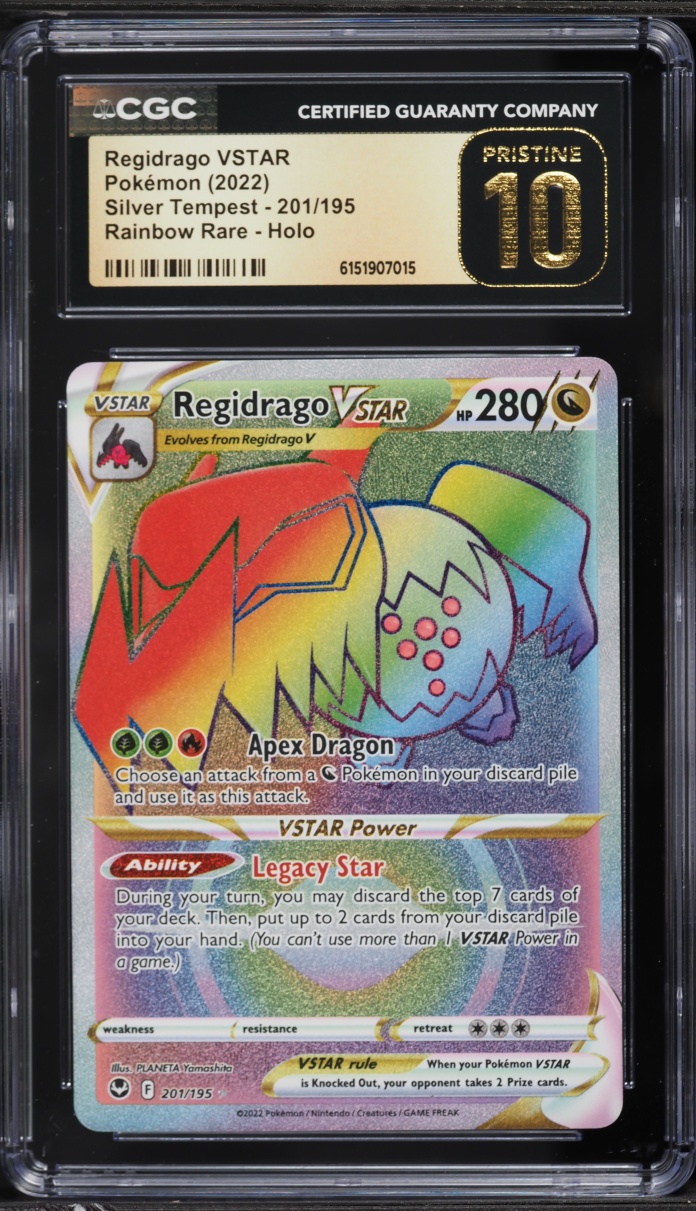 2022 Pokemon Sword & Shield Silver Tempest Rainbow Rare Regidrago VSTAR #201 CGC 10 PRISTINE