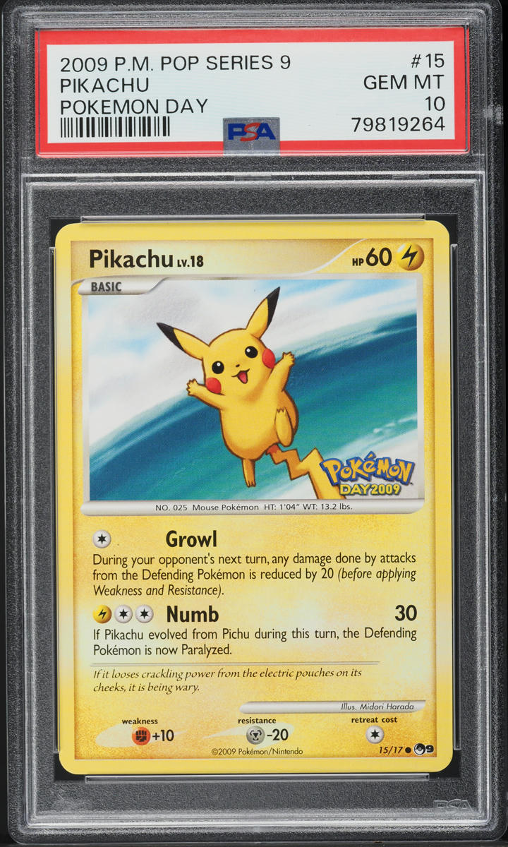 2009 Pokemon Pop Series 9 Day Pikachu #15 PSA 10 GEM MINT