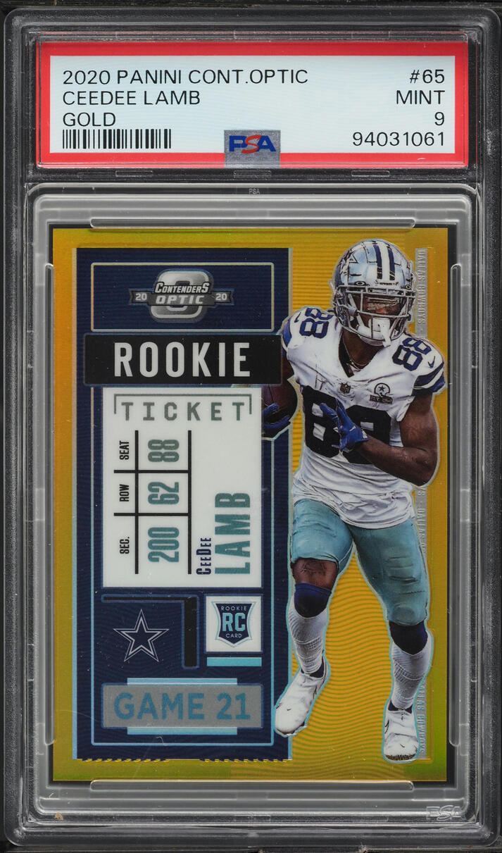 2020 Panini Contenders Optic Gold Ceedee Lamb ROOKIE 10/10 #65 PSA 9 MINT