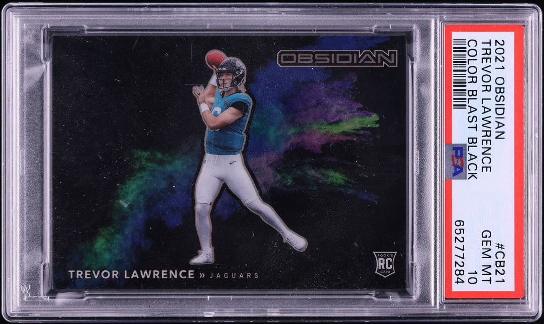 2021 Panini Obsidian Color Blast Black Trevor Lawrence ROOKIE #CB-21 PSA 10 GEM