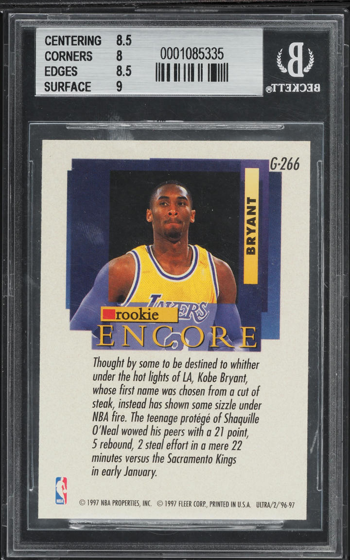 1996 Ultra Gold Medallion Kobe Bryant ROOKIE #G266 BGS 8.5 NM-MT+