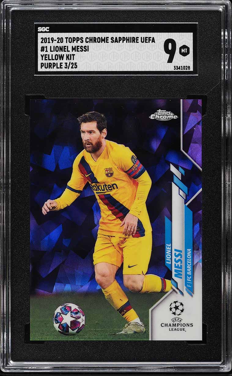 2019 Topps Chrome UEFA Sapphire Yellow Lionel Messi /99 #1