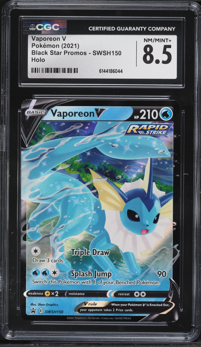 2021 Pokemon Sword & Shield Black Star Promo Vaporeon V #SWSH150 CGC 8.5 NM-MT+