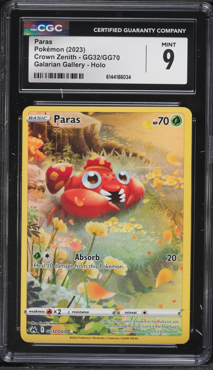2023 Pokemon Sword & Shield Crown Zenith Full Art Paras #GG32 CGC 9 MINT