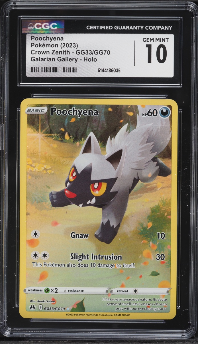 2023 Pokemon Sword & Shield Crown Zenith Full Art Poochyena #GG33 CGC 10 GEM MINT