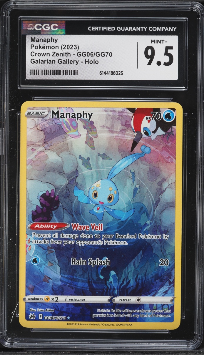 2023 Pokemon Sword & Shield Crown Zenith Full Art Manaphy #GG06 CGC 9.5 MINT+