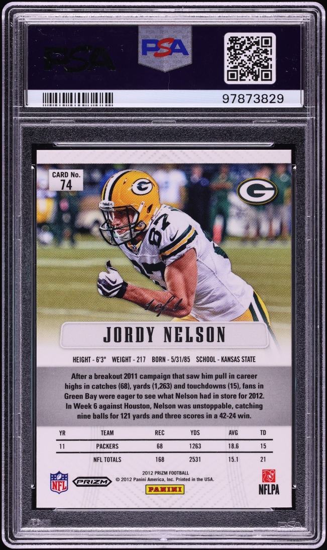 2012 Panini Prizm Pylon Jordy Nelson 1/1 #74 PSA 9 MINT