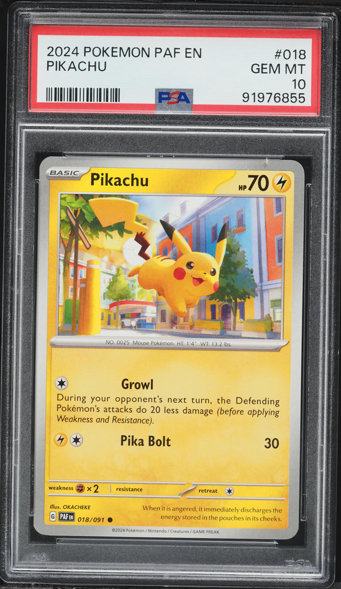 2024 Pokemon Scarlet & Violet Paldean Fates Pikachu #018 PSA 10 GEM MINT