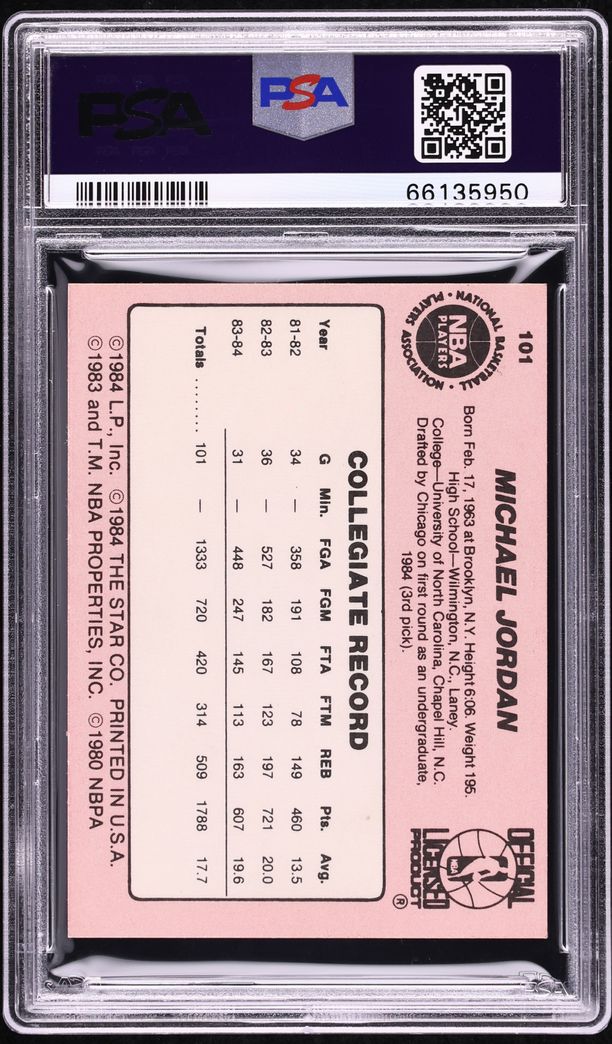 1984 Star Basketball Michael Jordan ROOKIE AUTO #101 PSA 5 EX