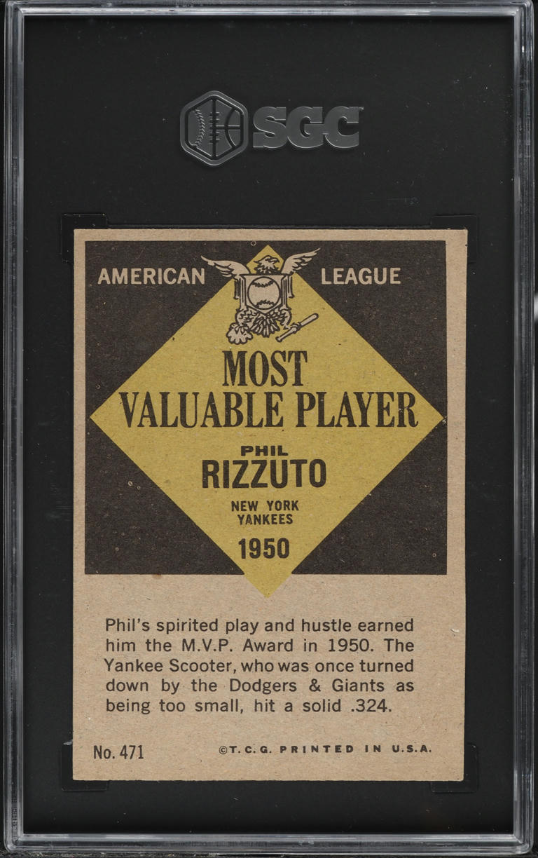 1961 Topps Phil Rizzuto MVP #471 SGC 3 VG