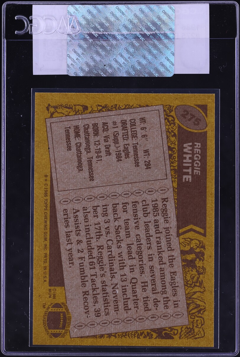 1986 Topps Football Reggie White ROOKIE #275 CGC AUTH
