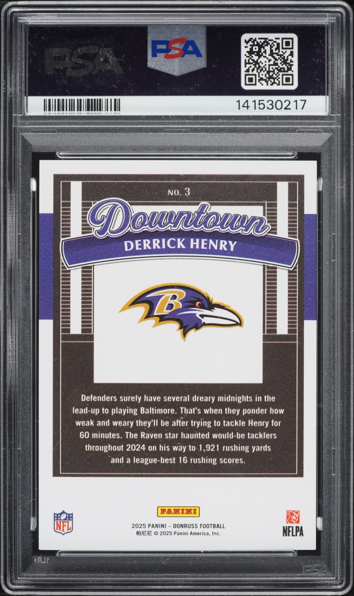 2025 Donruss Downtown! Derrick Henry #3 PSA 9 MINT