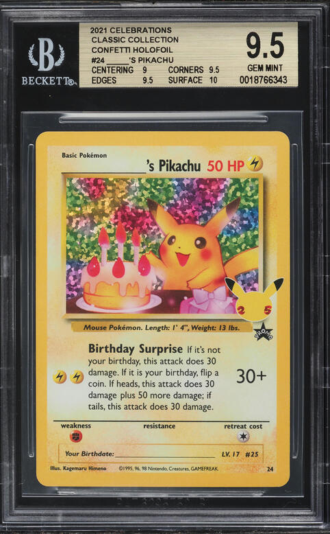 2021 Pokemon SWSH Promo Celebrations Classic Holo Birthday Pikachu