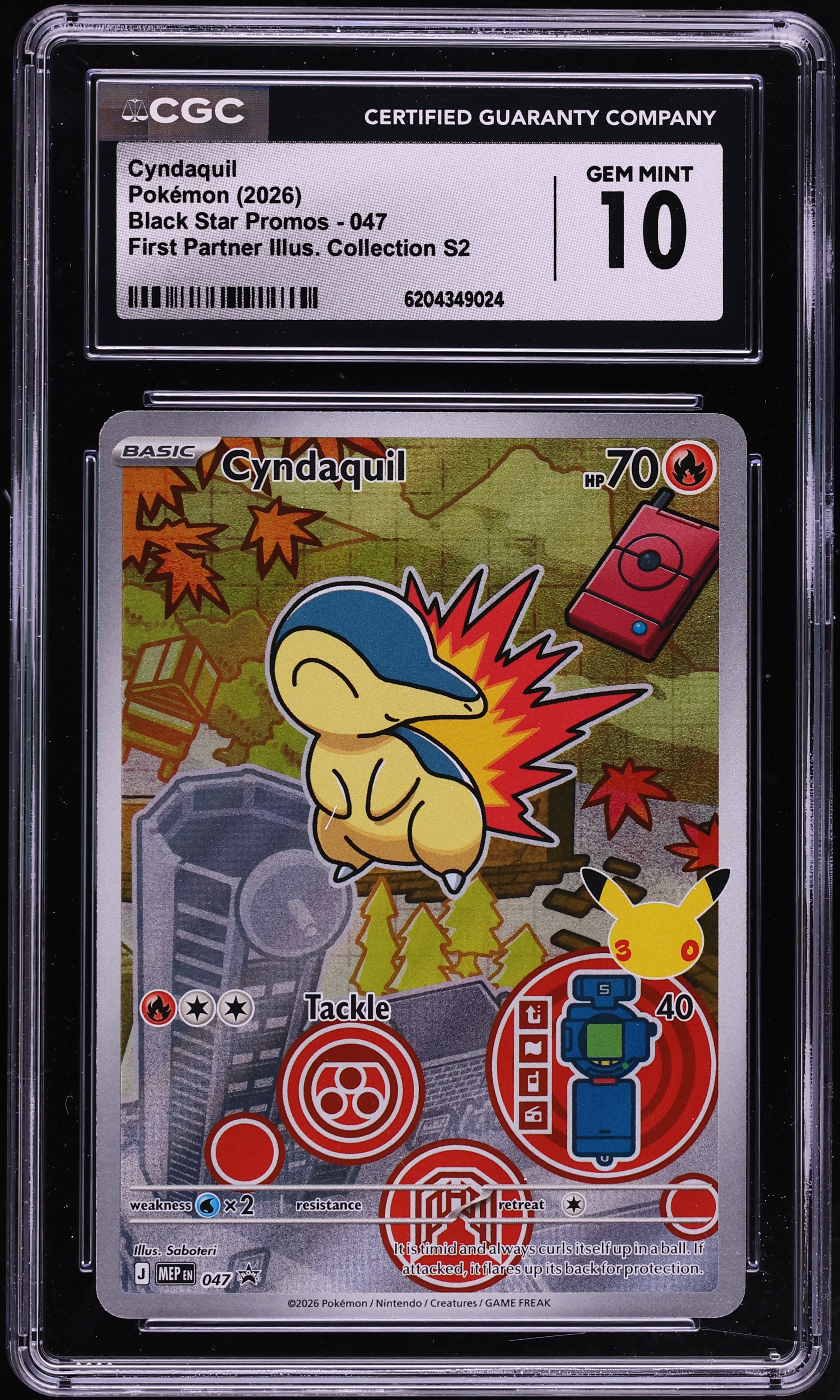 2026 Pokemon Mega Evolution Promo First Partner Illustration S2 Full Art Cyndaquil #47 CGC 10