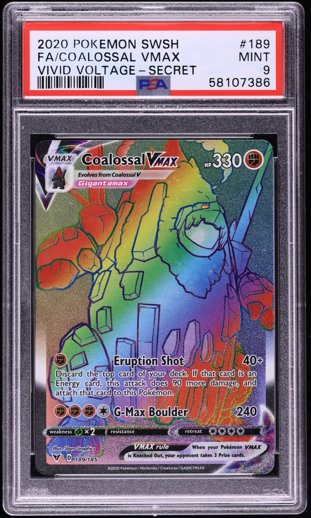 2020 Pokemon Sword & Shield Vivid Voltage Hyper Rare Coalossal VMAX #189 PSA 9 MINT