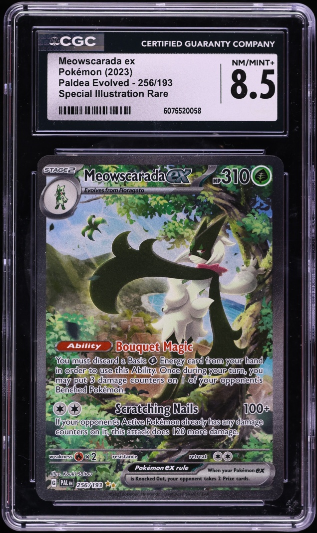2023 Pokemon Scarlet & Violet Paldea Evolved SIR Meowscarada ex #256 CGC 8.5 NM-MT+