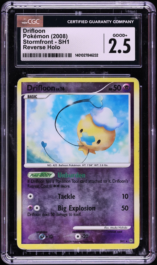 2008 Pokemon Diamond & Pearl Stormfront Reverse Holo Drifloon #SH1 CGC 2.5 GD+