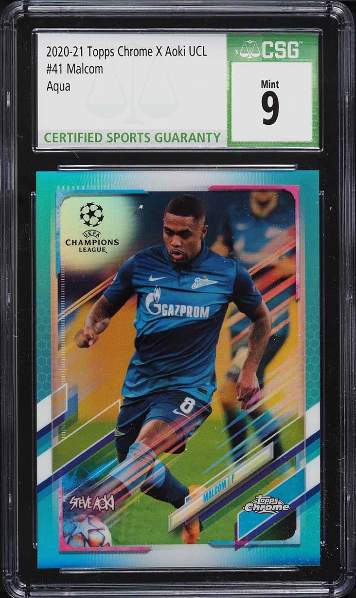 2020 Topps Chrome UEFA X Aoki Aqua Refractor Malcom /150 #41 CSG 9 MINT