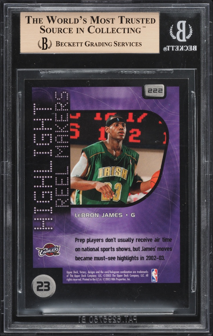 2003 Upper Deck Victory Highlight Reel Makers LeBron James ROOKIE #222 BGS 9.5 GEM MINT